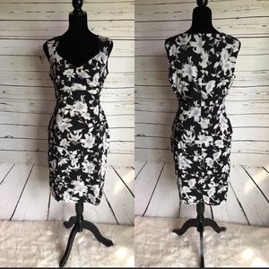 Black & White Slimming Floral Dress